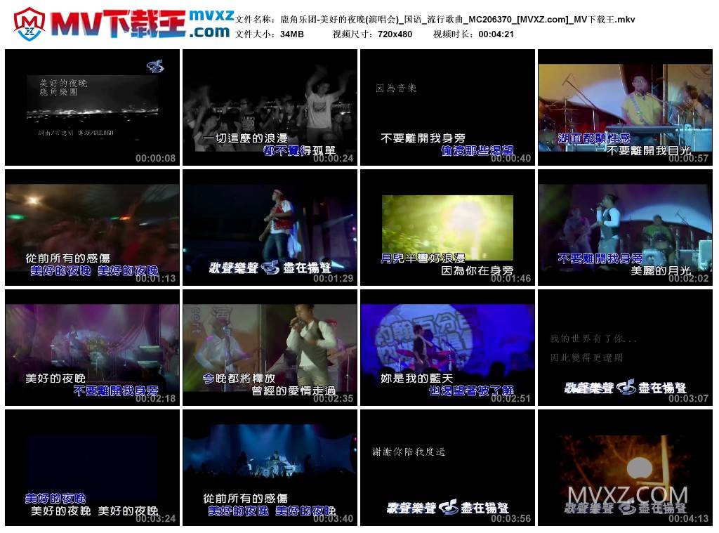 鹿角乐团-美好的夜晚(演唱会)_国语_流行歌曲_MC206370